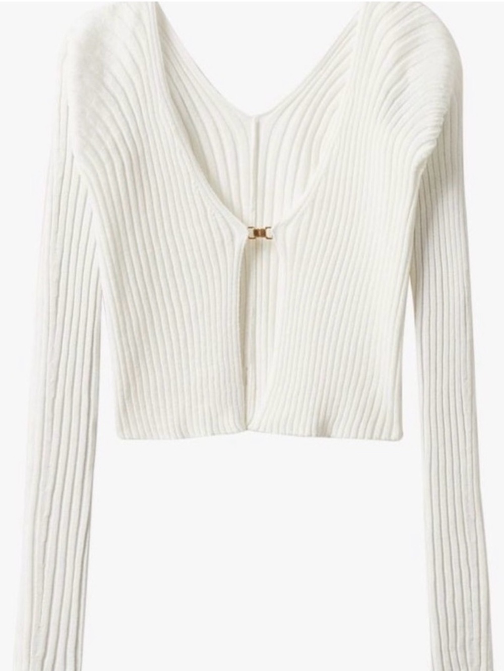 Mango Ribbed Knit Top in Ivory